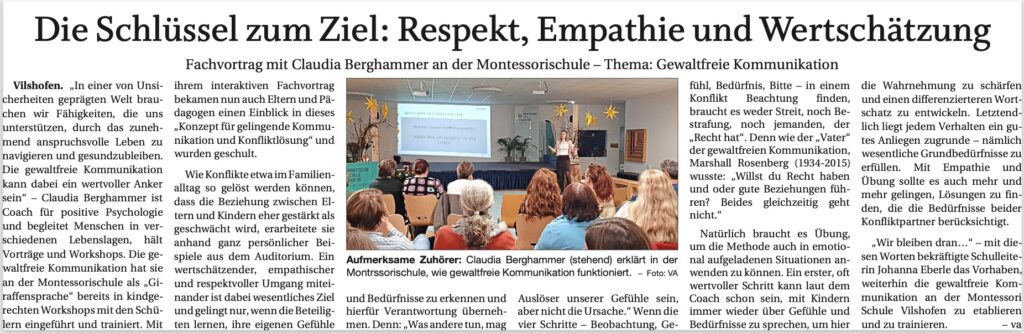 Pressebericht Zum Impulsvortrag Gewaltfreie Kommunikation Positive